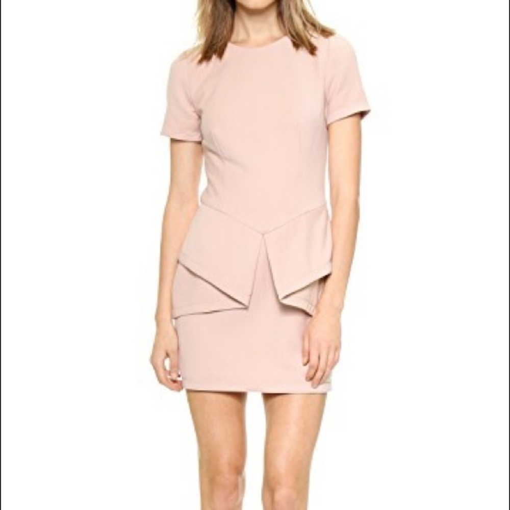 BCBG MaxAzriza Madalyn Bare Pink Peplum Dress 12